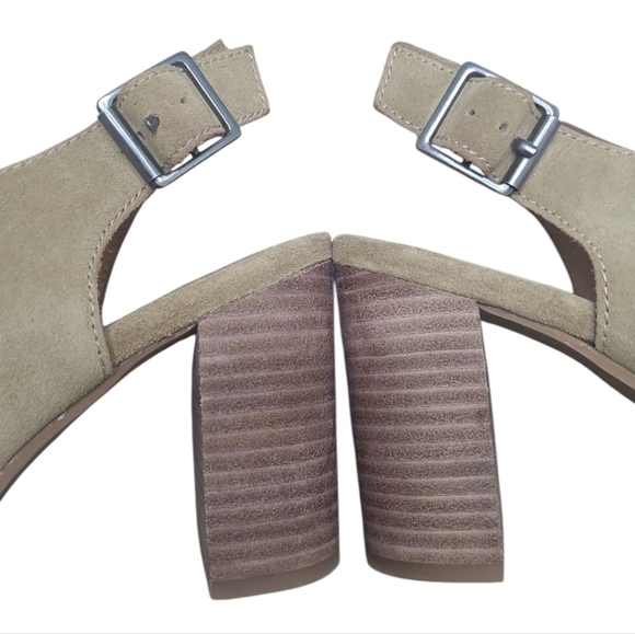 Madewell Cary Genuine Suede Leather  Sling Back Peep Toe Block Heel Sandals 7.5 - Picture 8 of 11
